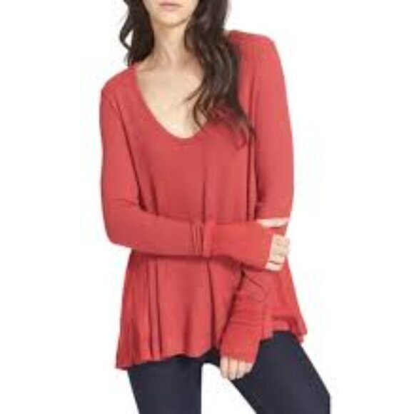 ✅We the Free / Free People Malibu Thermal High-Low Boho Slouchy Top Size S - Picture 1 of 8